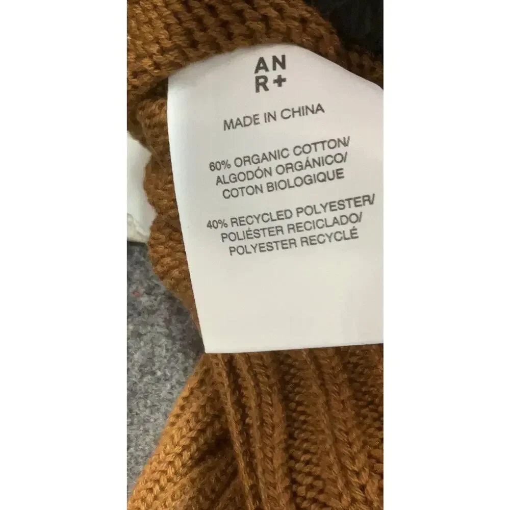 NWT ANR Alp N Rock Funnel Turtle Neck Brown Cotton Fisherman Sweater M
